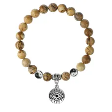 Браслет Глаз (от сглаза и порчи), Песочная яшма 8мм BSPE1-09-3007