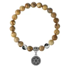 Браслет Звезда Давида (от сглаза и зла), Песочная яшма 8мм BSPE1-09-3012