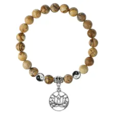 Браслет Лотос (гармония и развитие), Песочная яшма 8мм BSPE1-09-3013