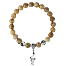 Браслет Змея (мудрость, здоровье, долголетие), Песочная яшма 8мм BSPE1-09-3017
