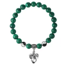 Браслет Дракон (удача, могущество, успех), Малахит 8мм BSPE1-10-3001