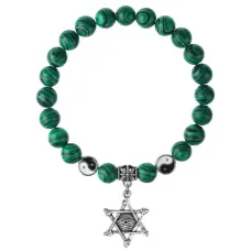 Браслет Глаз (от сглаза и порчи), Малахит 8мм BSPE1-10-3002