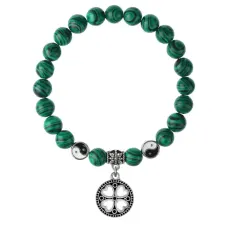 Браслет Клевер (удача, везение), Малахит 8мм BSPE1-10-3003