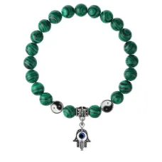 Браслет Хамса (от сглаза и зла), Малахит 8мм BSPE1-10-3006