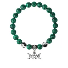 Браслет Знак Богини (магическая защита), Малахит 8мм BSPE1-10-3008