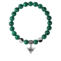 Браслет Глаз (от сглаза и порчи), Малахит 8мм BSPE1-10-3009
