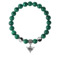 Браслет Глаз (от сглаза и порчи), Малахит 8мм BSPE1-10-3009