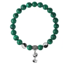 Браслет Кошка (гармония, покой, уют), Малахит 8мм BSPE1-10-3010