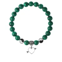 Браслет Сердце (любовь), Малахит 8мм BSPE1-10-3011