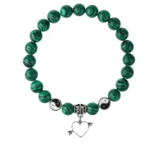 Браслет Сердце (любовь), Малахит 8мм BSPE1-10-3011