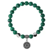 Браслет Звезда Давида (от сглаза и зла), Малахит 8мм BSPE1-10-3012