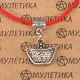 Браслет на красной нити Слиток (богатство), цвет серебр. KB034