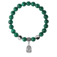 Браслет Фараон (благополучие, процветание), Малахит 8мм BSPE1-10-3015