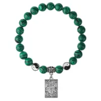 Браслет Таро - Колесо Фортуны, Малахит 8мм BSPE1-10-3020