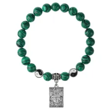 Браслет Таро - Колесо Фортуны, Малахит 8мм BSPE1-10-3020