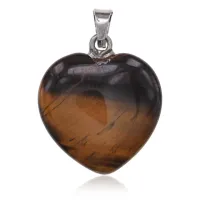 Кулон Сердце, 3х2см, Тигровый глаз BJK214-11