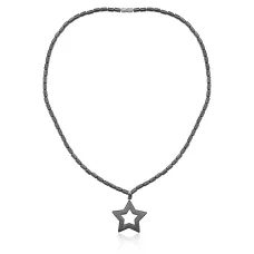 Колье Звезда из немагнитного гематита BJK411-03