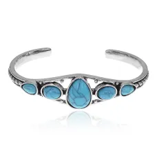 Безразмерный браслет с бирюзой, 15мм BS714