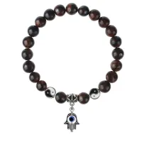 Браслет Хамса (от сглаза и зла), Бычий глаз 8мм BSPE1-11-3006