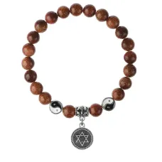 Браслет Звезда Давида (от сглаза и зла), Коричневый авантюрин 8мм BSPE1-12-3012