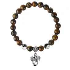 Браслет Дракон (удача, могущество, успех), Тигровый глаз 8мм BSPE1-13-3001