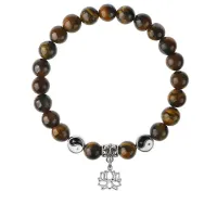Браслет Лотос (гармония и развитие), Тигровый глаз 8мм BSPE1-13-3005
