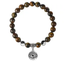 Браслет Глаз (от сглаза и порчи), Тигровый глаз 8мм BSPE1-13-3007