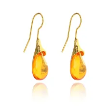 Серьги Капля, 3х1х2см, цвет оранжевый SE252-02