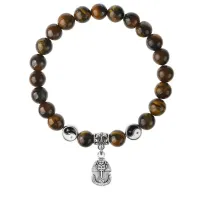 Браслет Фараон (благополучие, процветание), Тигровый глаз 8мм BSPE1-13-3015
