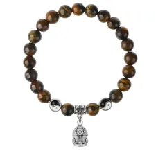 Браслет Фараон (благополучие, процветание), Тигровый глаз 8мм BSPE1-13-3015