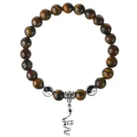 Браслет Змея (мудрость, здоровье, долголетие), Тигровый глаз 8мм BSPE1-13-3017