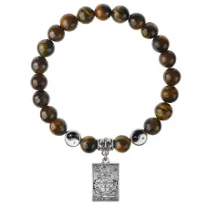 Браслет Таро - Колесо Фортуны, Тигровый глаз 8мм BSPE1-13-3020