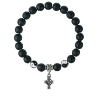 Браслет Крест (мудрость, гармония, процветание), Шунгит 8мм BSPE1-14-3004