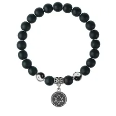 Браслет Звезда Давида (от сглаза и зла), Шунгит 8мм BSPE1-14-3012