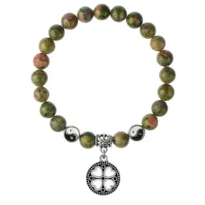 Браслет Клевер (удача, везение), Унакит 8мм BSPE1-15-3003