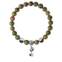 Браслет Кошка (гармония, покой, уют), Унакит 8мм BSPE1-15-3010