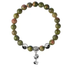 Браслет Кошка (гармония, покой, уют), Унакит 8мм BSPE1-15-3010