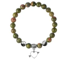 Браслет Сердце (любовь), Унакит 8мм BSPE1-15-3011