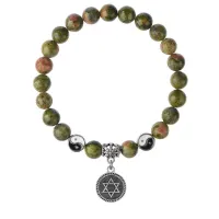 Браслет Звезда Давида (от сглаза и зла), Унакит 8мм BSPE1-15-3012