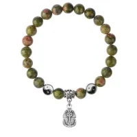 Браслет Фараон (благополучие, процветание), Унакит 8мм BSPE1-15-3015