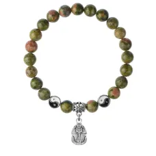 Браслет Фараон (благополучие, процветание), Унакит 8мм BSPE1-15-3015