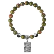 Браслет Таро - Колесо Фортуны, Унакит 8мм BSPE1-15-3020