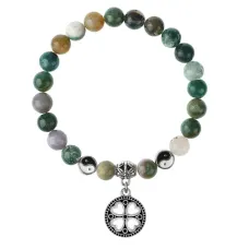 Браслет Клевер (удача, везение), Яшма 8мм BSPE1-16-3003