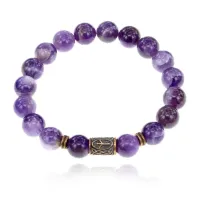 Браслет со славянской руной Мир и нат.камнем Аметист 10мм BSRJ-01-03