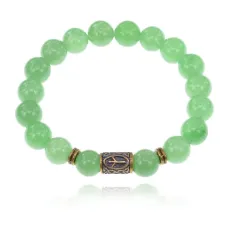 Браслет со славянской руной Мир и нат.камнем Нефрит 10мм BSRJ-01-13