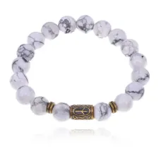 Браслет со славянской руной Чернобог и нат.камнем Кахолонг 10мм BSRJ-02-07