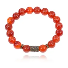 Браслет со славянской руной Алатырь и нат.камнем Сердолик 10мм BSRJ-03-17
