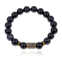 Браслет со славянской руной Нужда и синт.камнем Синий авантюрин 10мм BSRJ-05-02