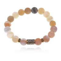 Браслет со славянской руной Нужда и нат.камнем Африканский агат 10мм BSRJ-05-04
