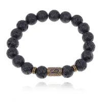 Браслет со славянской руной Нужда и нат.камнем Лава 10мм BSRJ-05-09